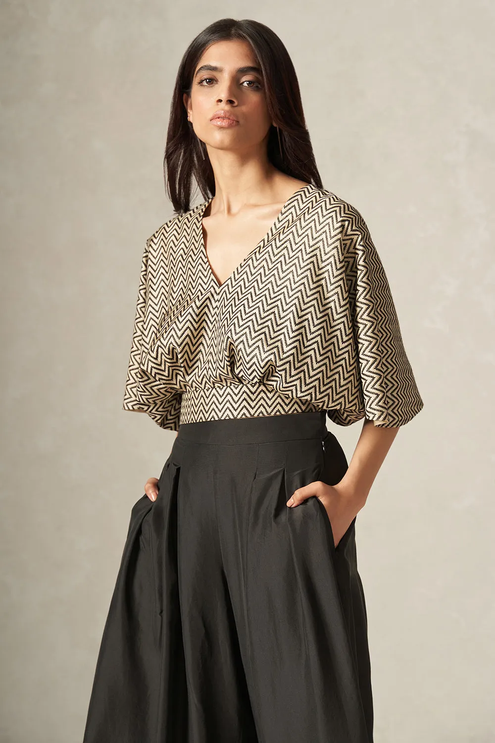 Black Pure Silk Flared Pants