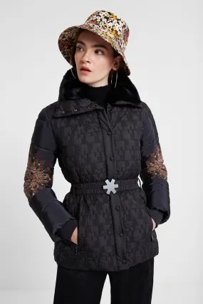 Desigual Adjustable Waist Funnel Neck Padded Jacket