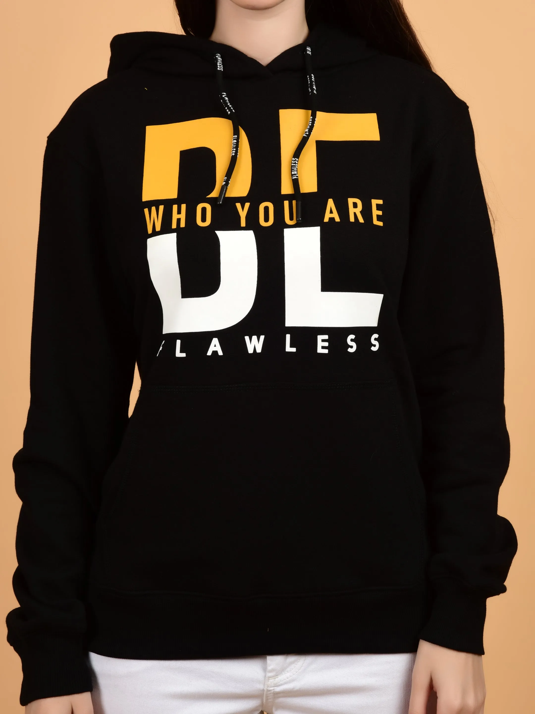 Flawless Women Trendy  Black Printed Hoodie