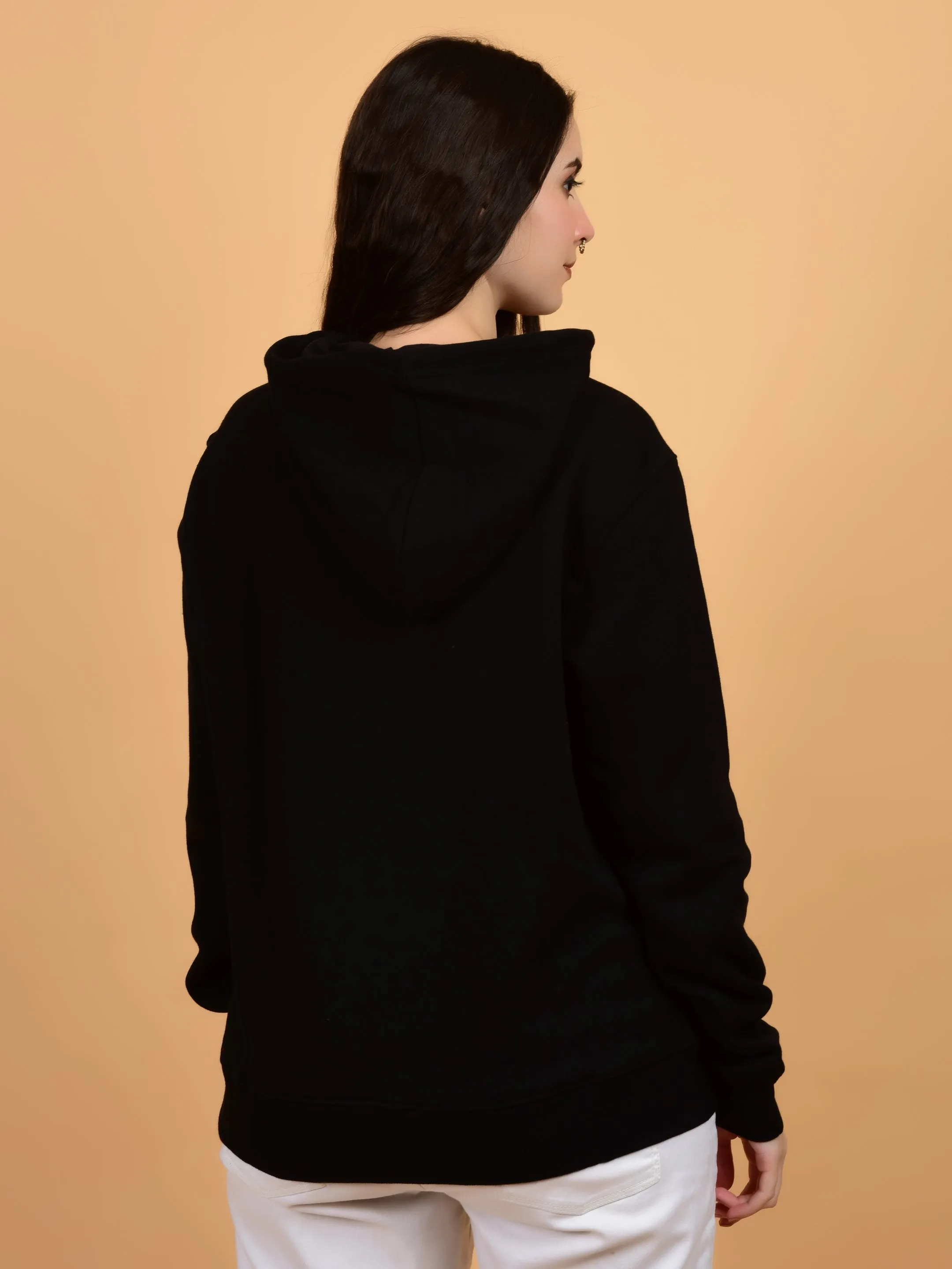 Flawless Women Trendy  Black Printed Hoodie