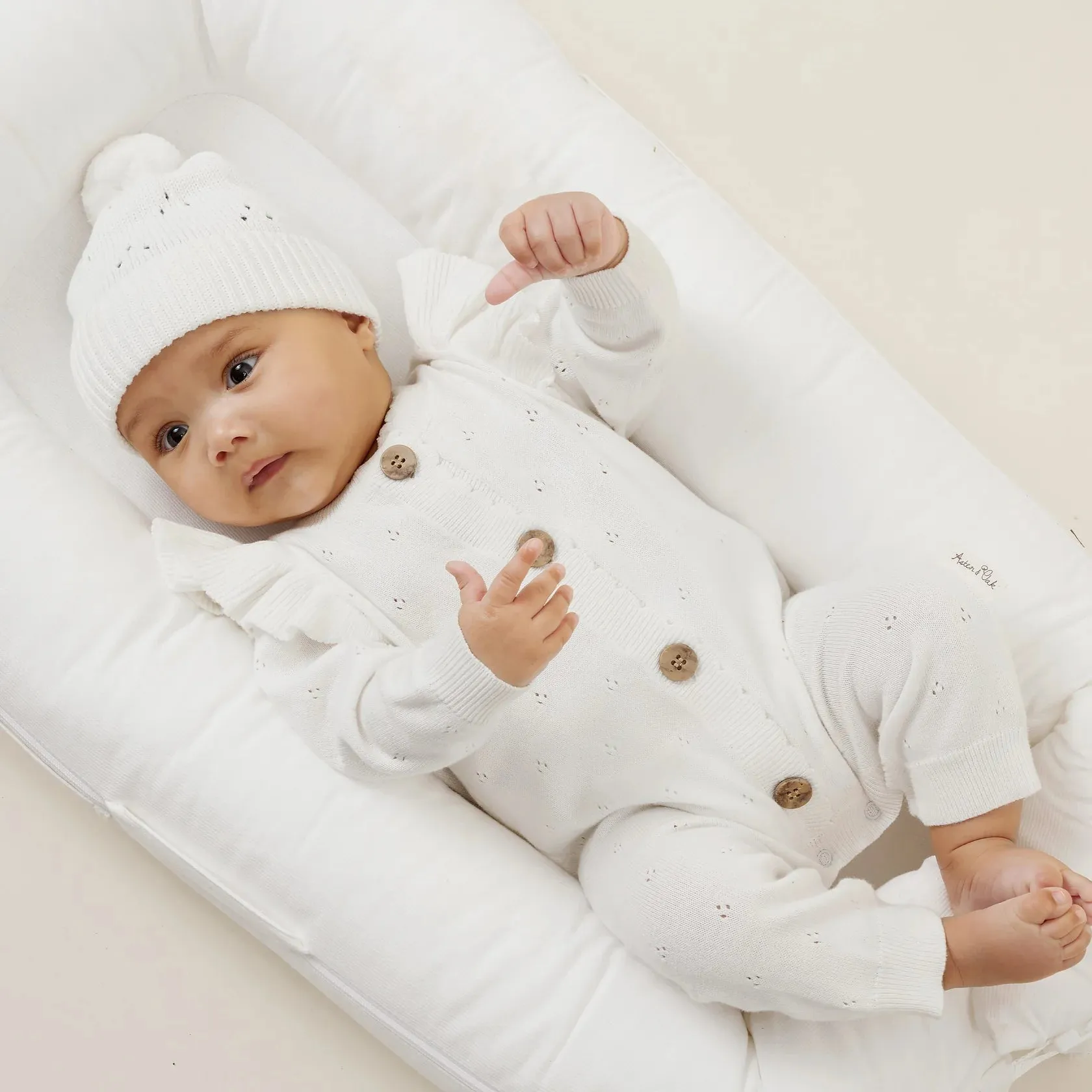 Knit Beanie | Pointelle Ivory
