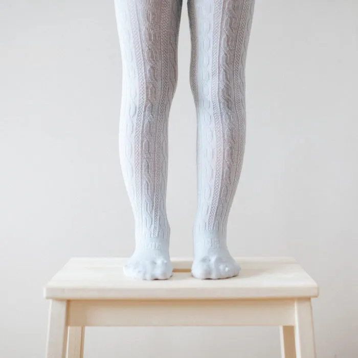 Lamington Tights Cable Snow Grey