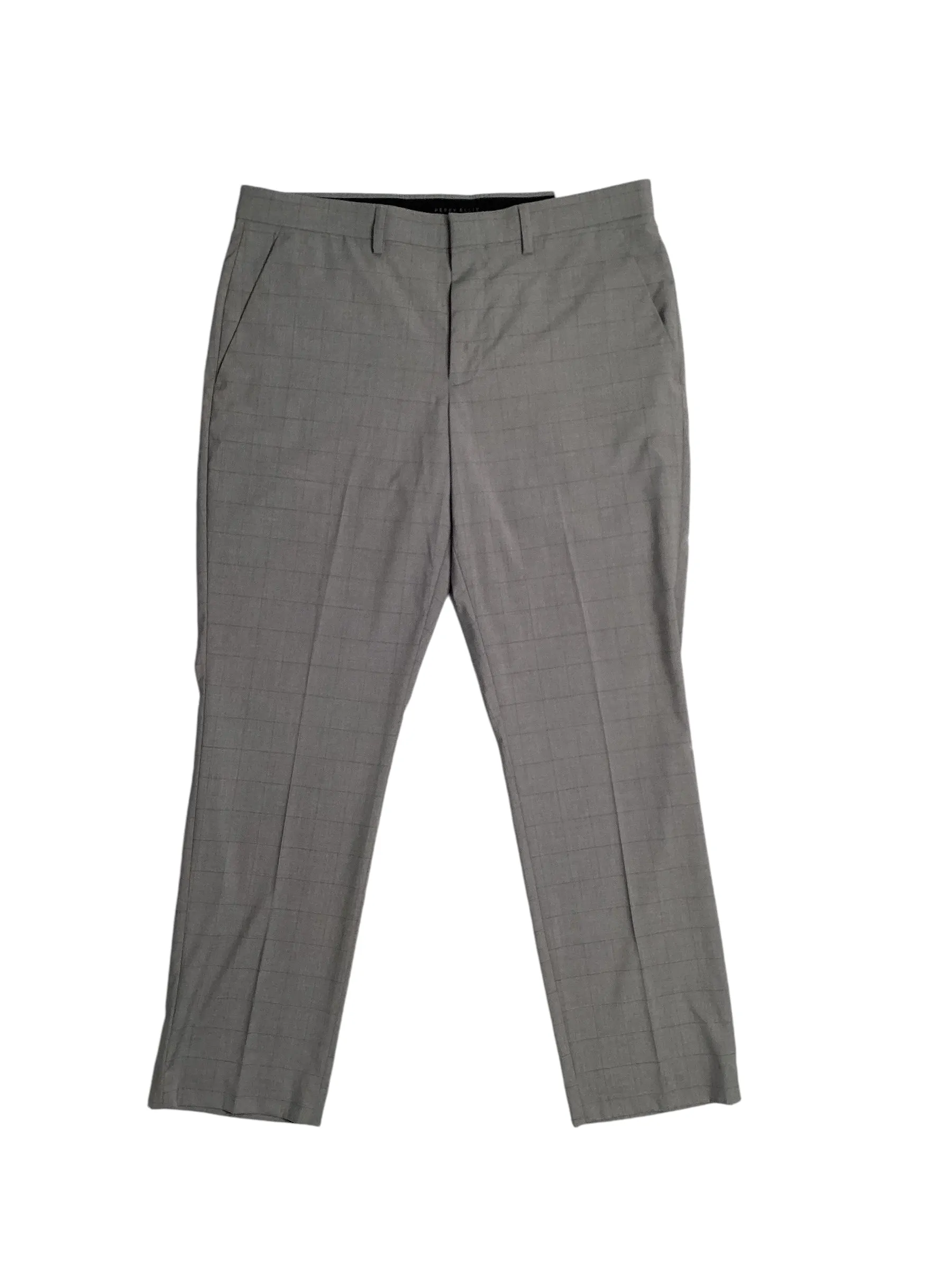 Perry Ellis Portfolio Mens Slim Fit Windowpane Suit Dress Pants Grey 36 x 30
