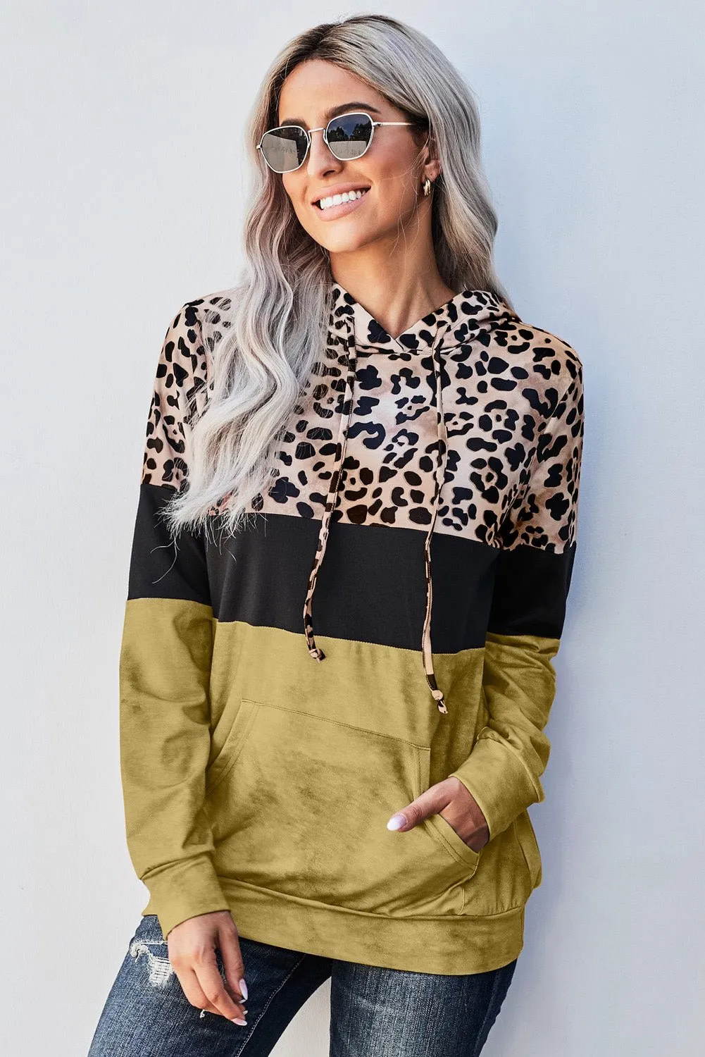 Roaring Style Leopard Color Block Hoodie