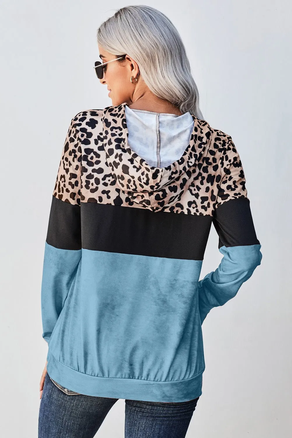 Roaring Style Leopard Color Block Hoodie