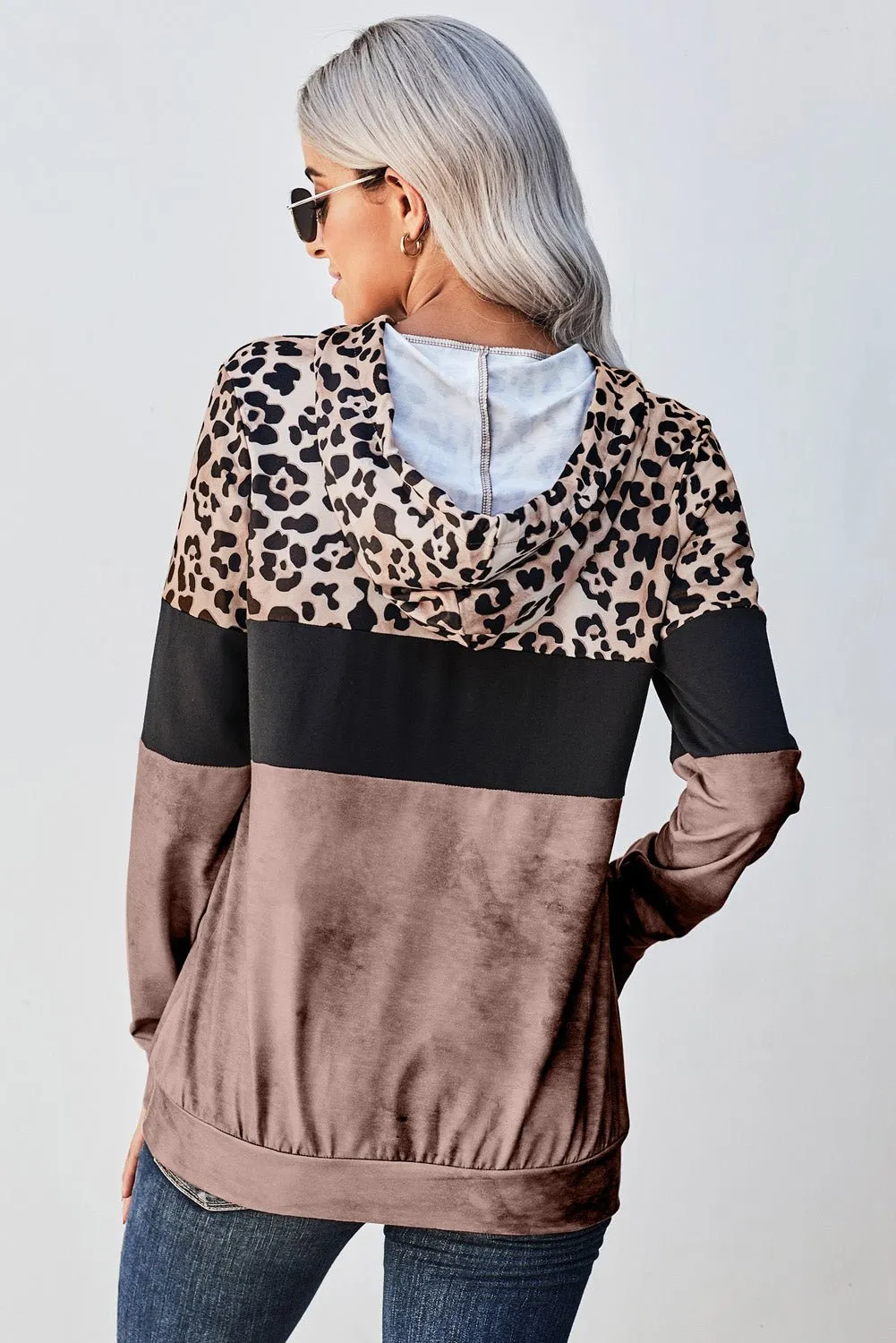 Roaring Style Leopard Color Block Hoodie