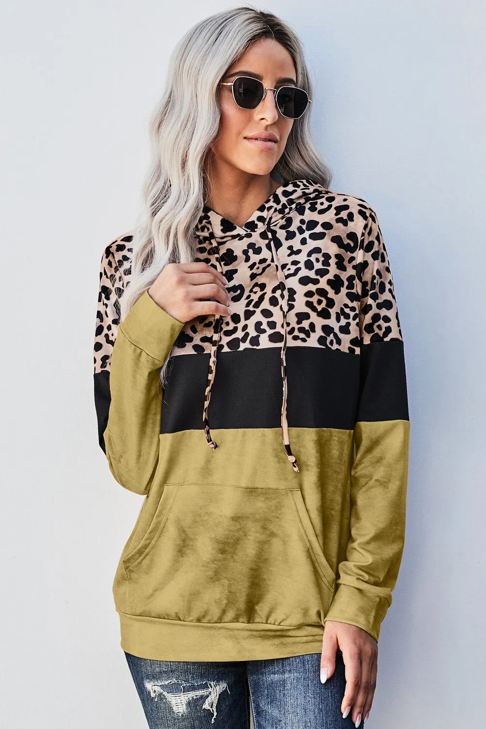 Roaring Style Leopard Color Block Hoodie