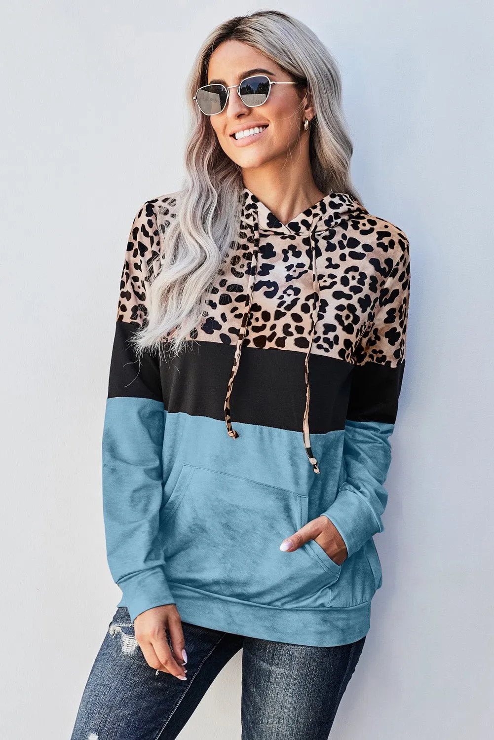 Roaring Style Leopard Color Block Hoodie