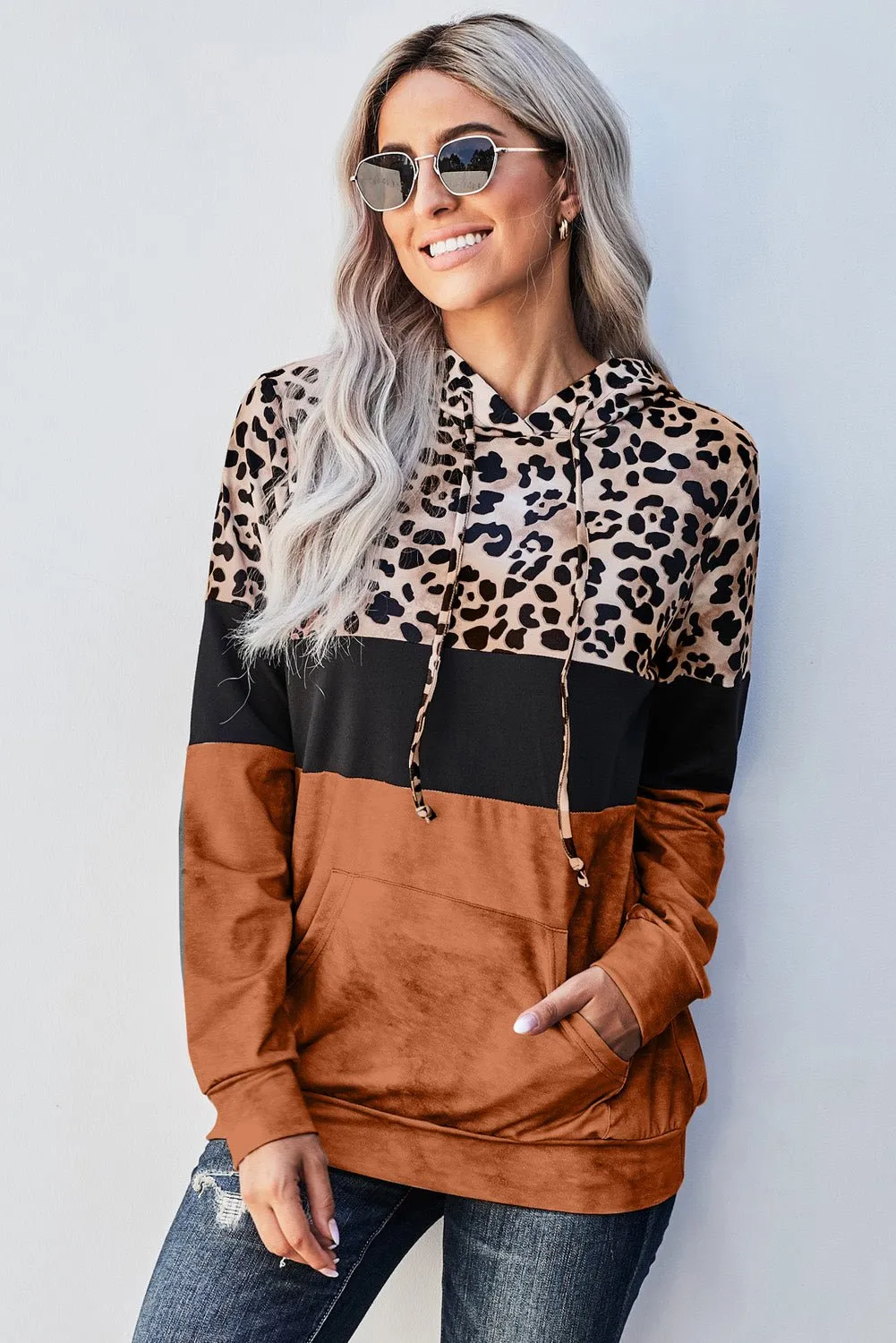 Roaring Style Leopard Color Block Hoodie