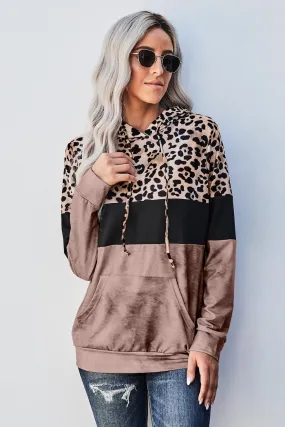 Roaring Style Leopard Color Block Hoodie