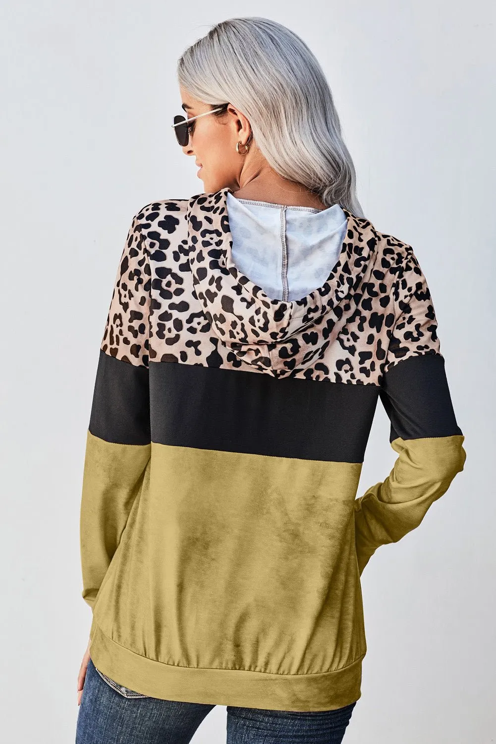 Roaring Style Leopard Color Block Hoodie