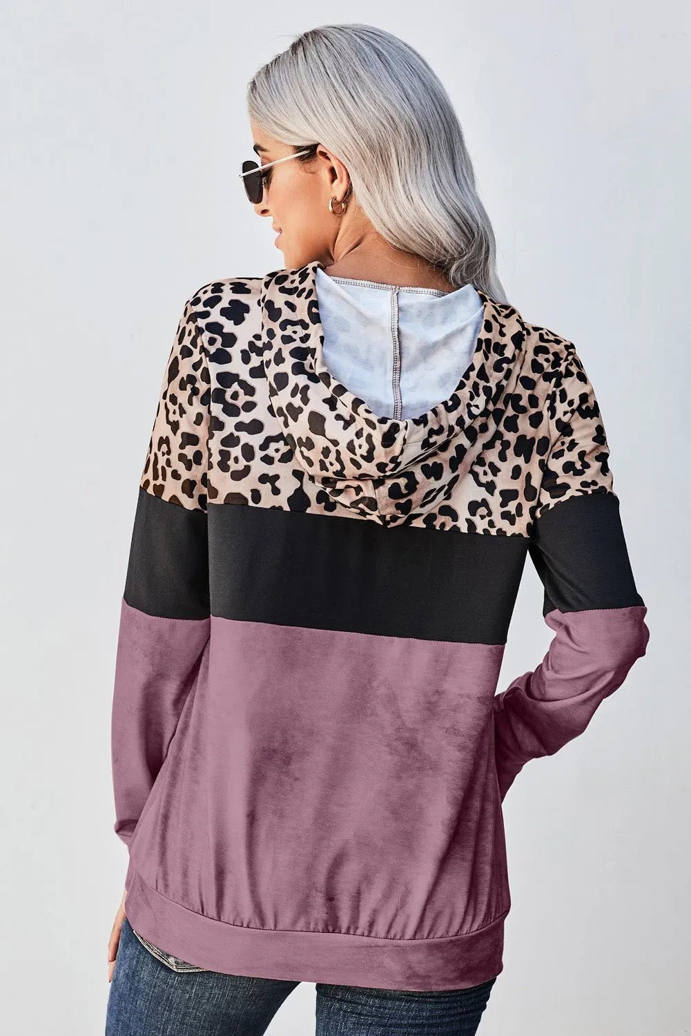 Roaring Style Leopard Color Block Hoodie