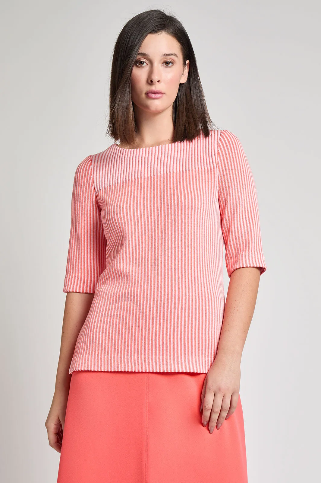 Striped Two Tone Soft Knit Tunic