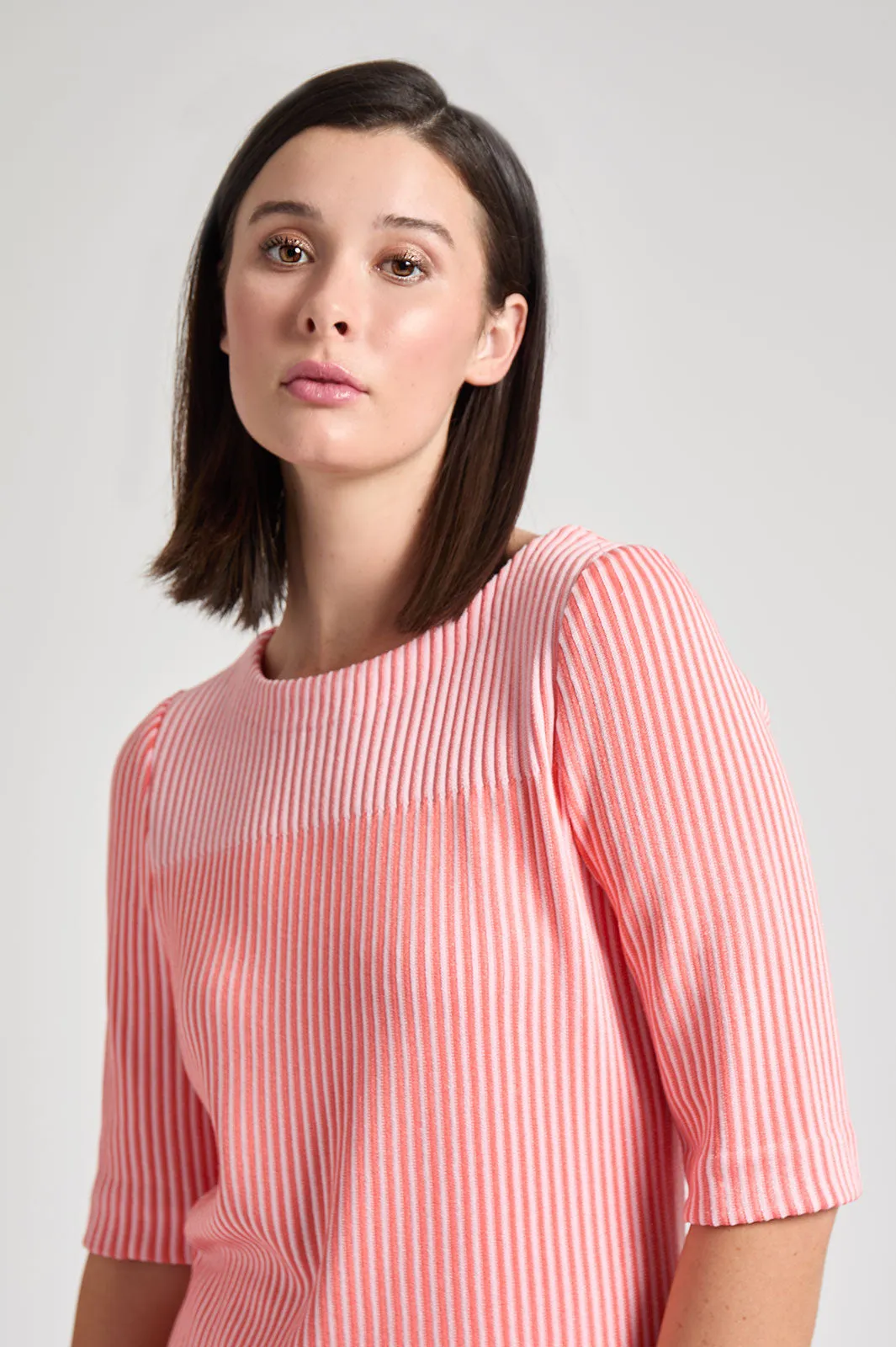 Striped Two Tone Soft Knit Tunic