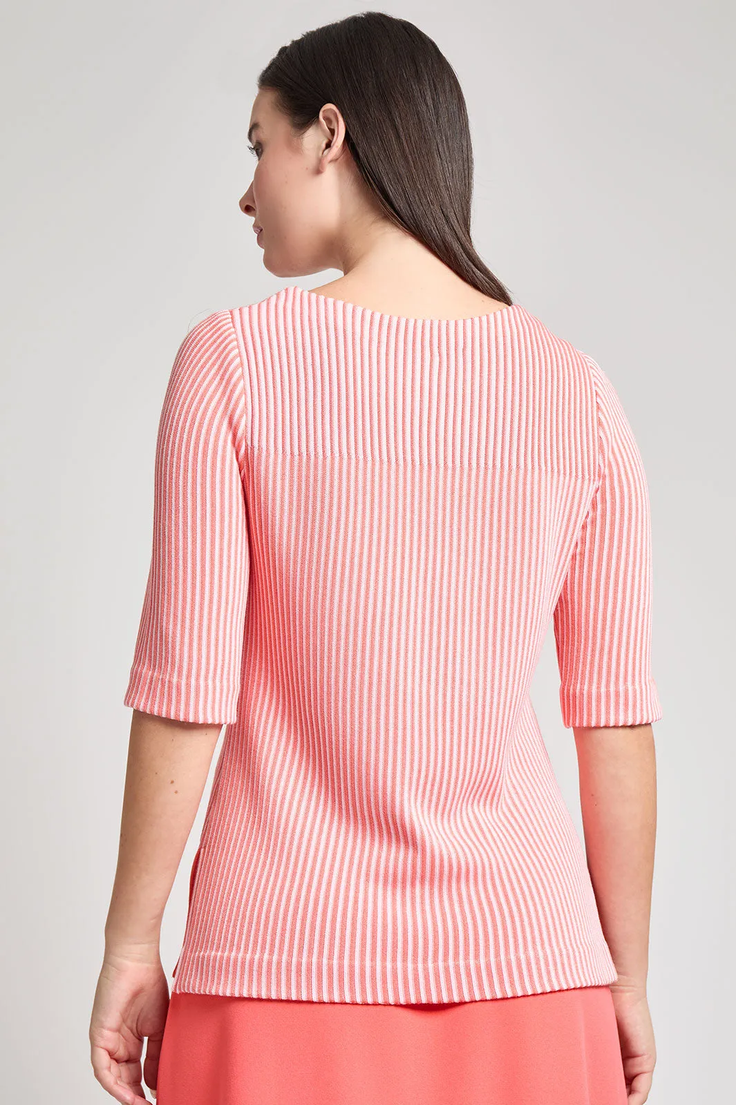 Striped Two Tone Soft Knit Tunic