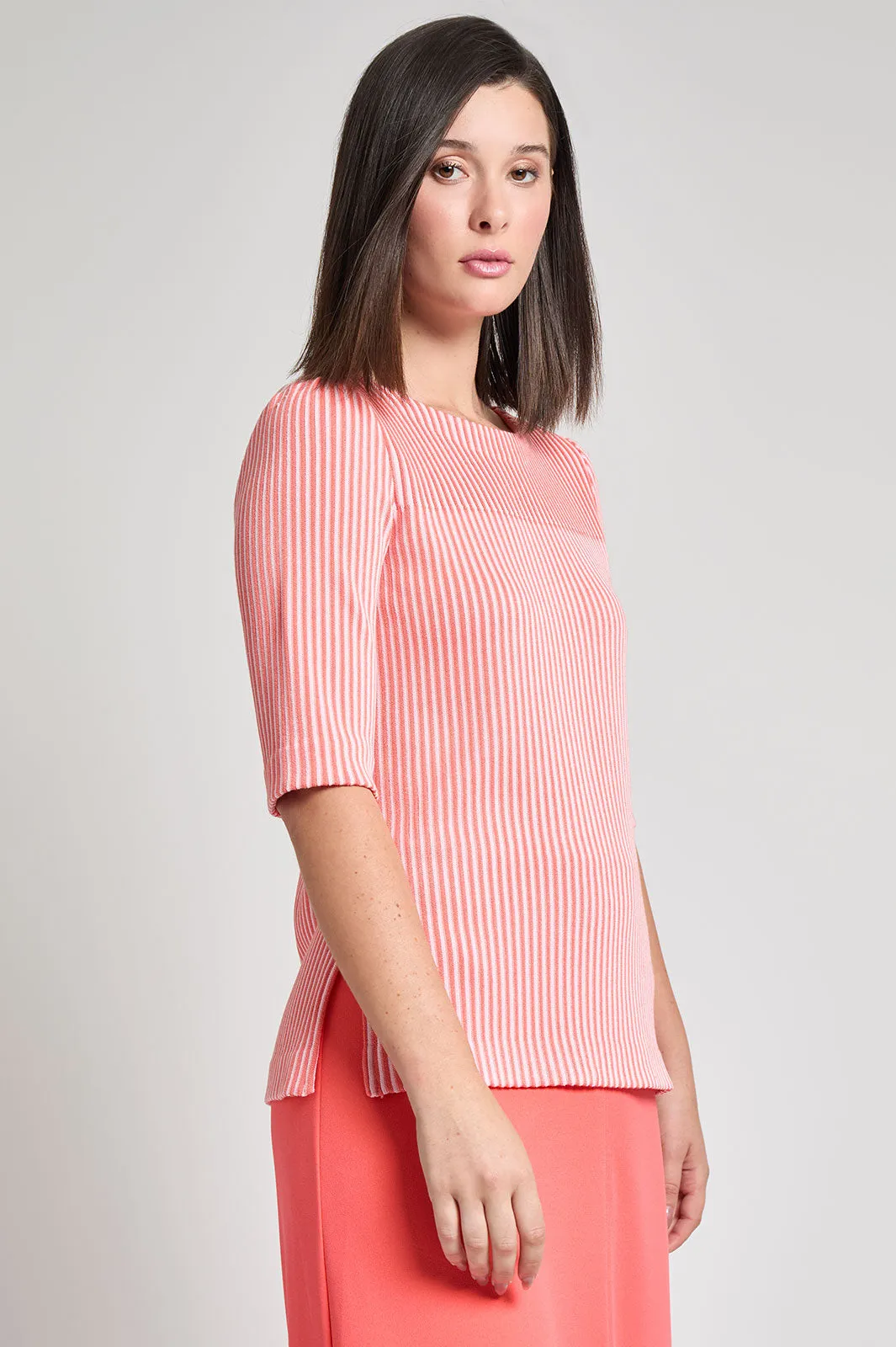 Striped Two Tone Soft Knit Tunic