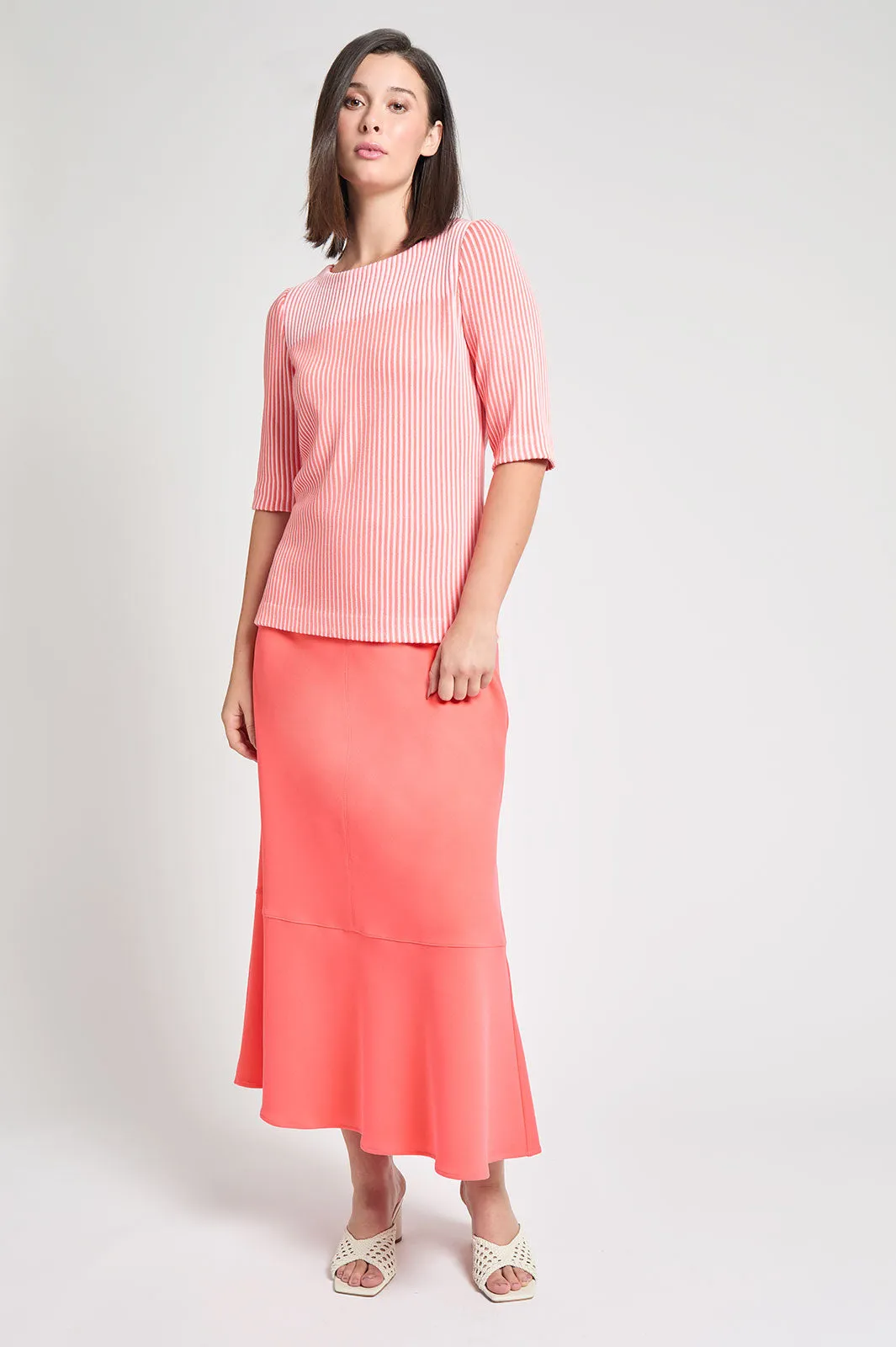 Striped Two Tone Soft Knit Tunic