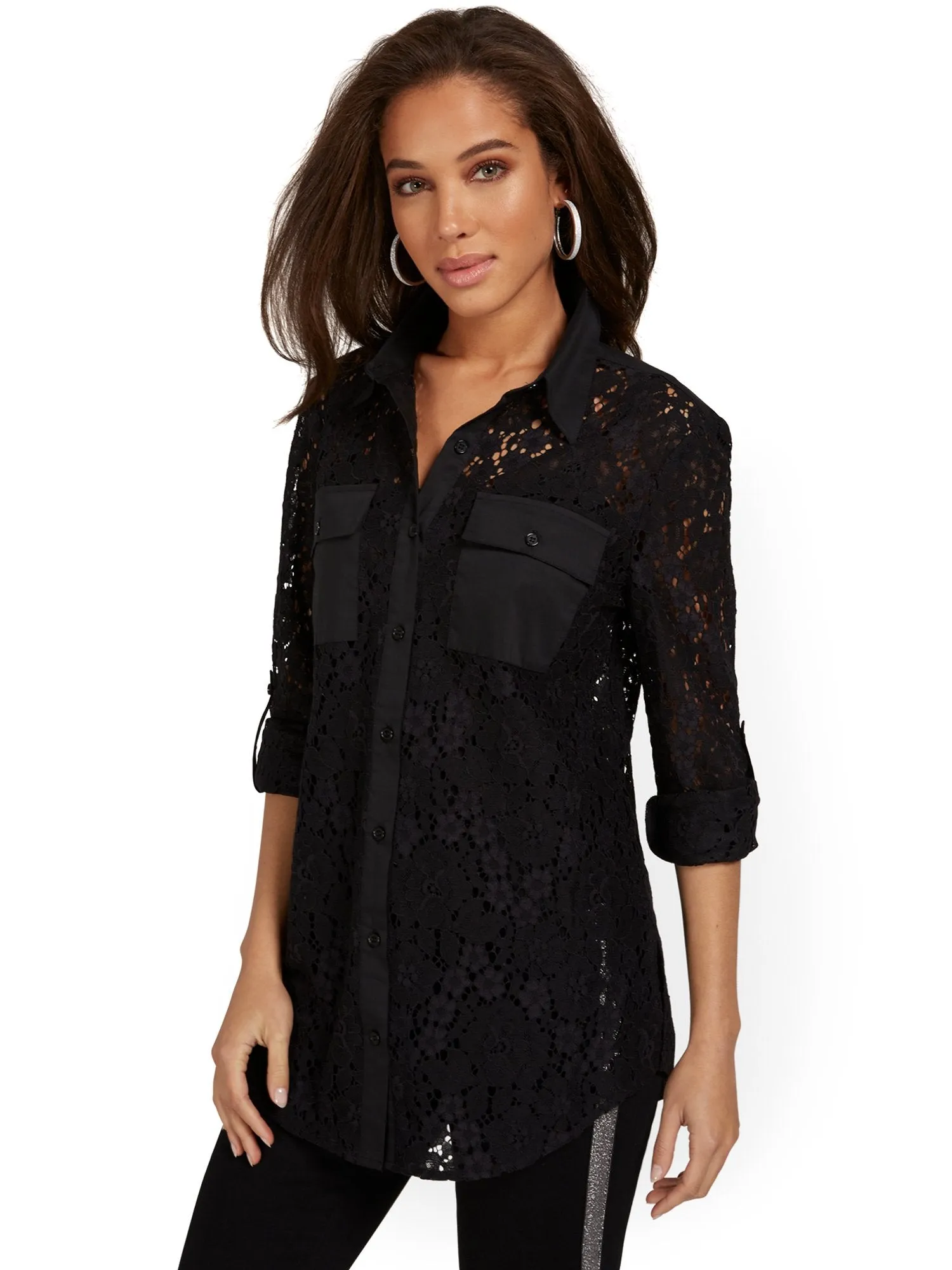Tall Crochet Lace Tunic Top