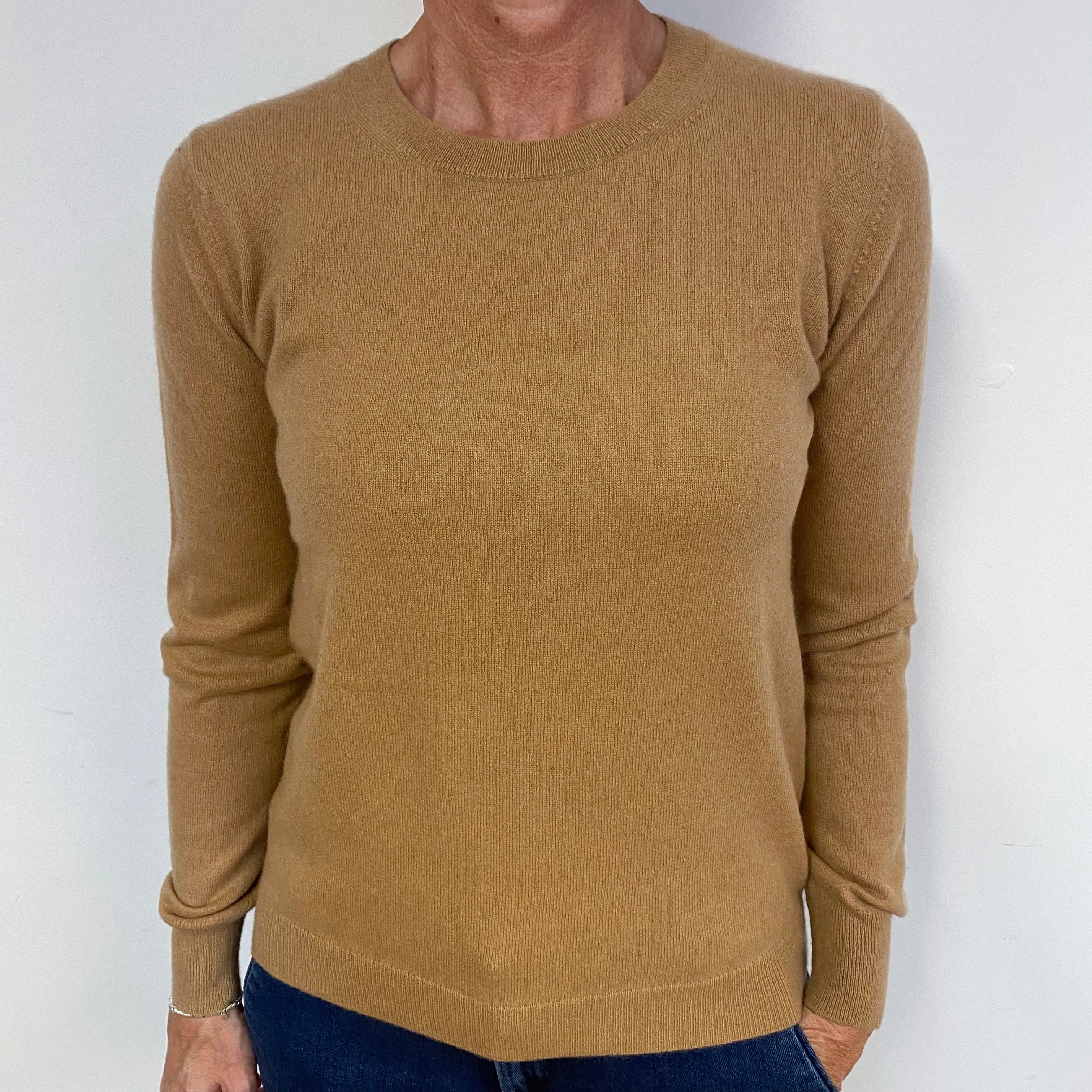 Toffee Brown Cashmere Crew Neck Jumper