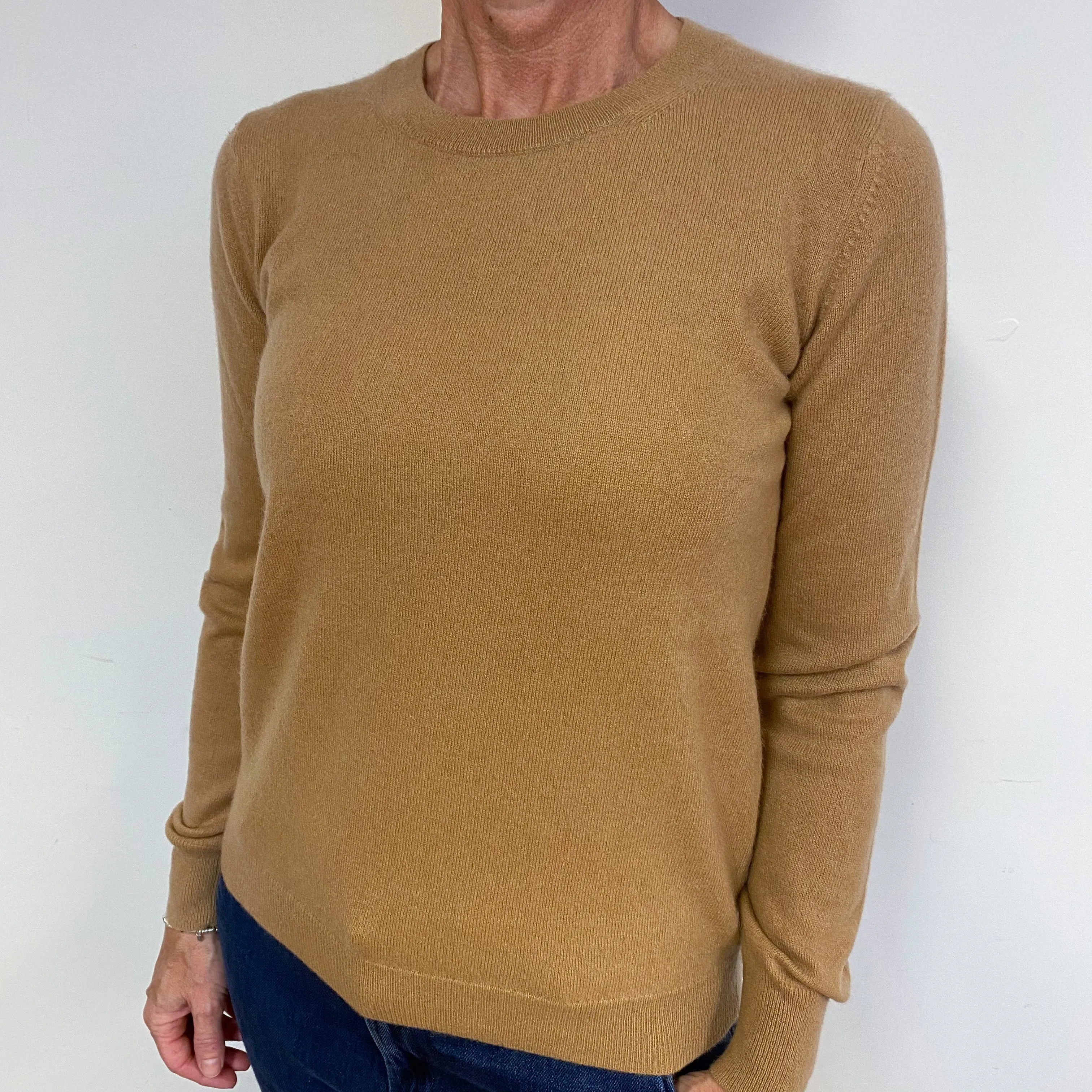 Toffee Brown Cashmere Crew Neck Jumper