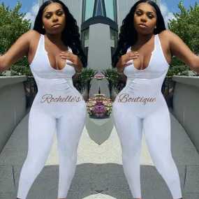 White Crew Neck Jumpsuit