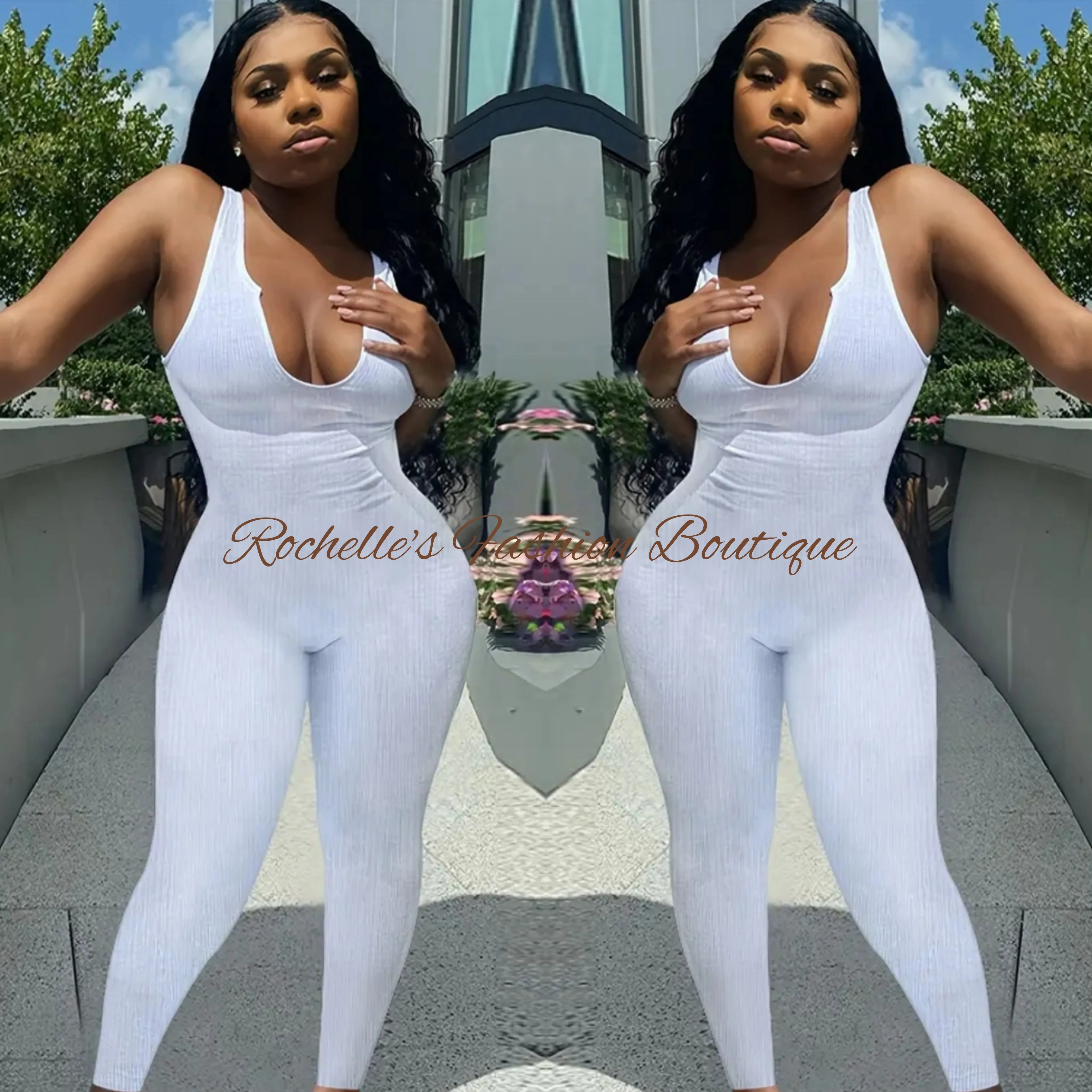 White Crew Neck Jumpsuit